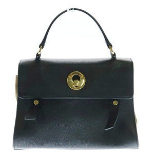 SAINT LAURENT PARIS Muse Toe Leather Handbag Black Brown
